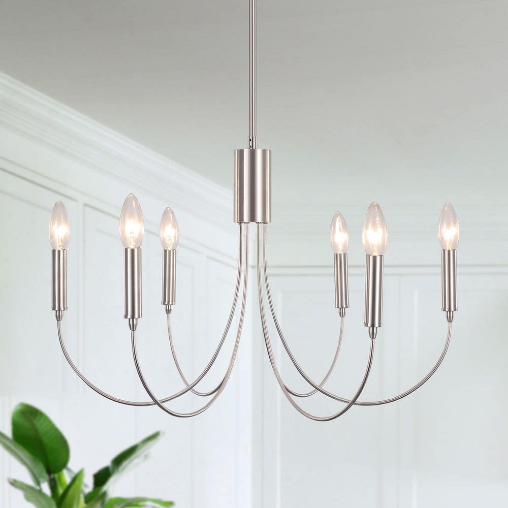 6-Light Nickel Industrial Linear Chandelier for Bedroom Living Room Kitchen Island with No Bulbs Included price history on PriceWatchPro