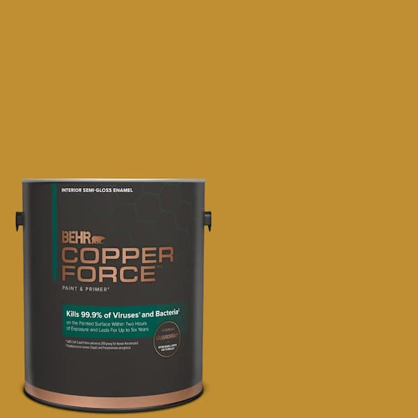 COPPER FORCE 1 gal. #M290-7 Turmeric Semi-Gloss Enamel Virucidal and Antibacterial Interior Paint & Primer