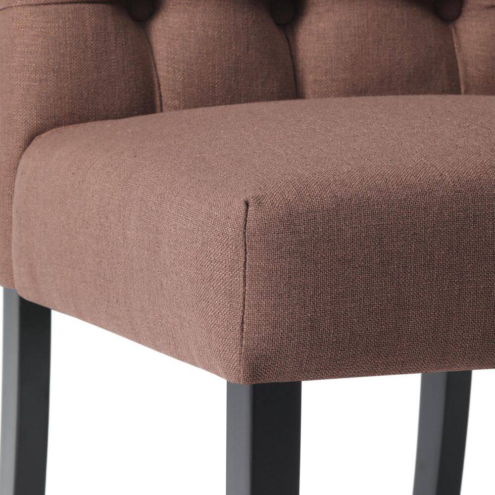 Westin Classic Button Tufted Linen Side Chair in Brown