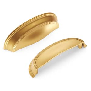 American Diner 3 in. (76 mm) and 3-3/4 in. (96 mm) Brushed Golden Brass Drawer Cup Pull (10-Pack)