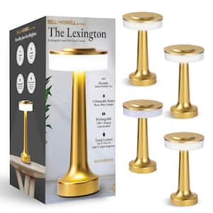 The Lexington 7.7 in. Gold Modern Cordless Rechargeable Integrated LED Table Lamp (4-Pack)