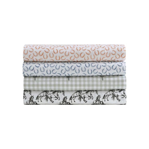 Wrangler Cactus Gingham 4 Piece Sage Green Microfiber Queen