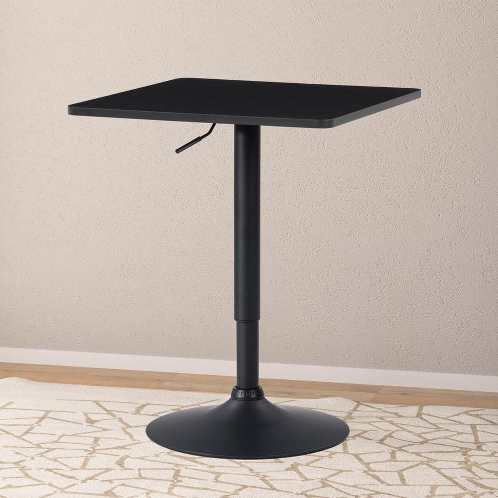 Black Adjustable Height Square Wood Bar Table