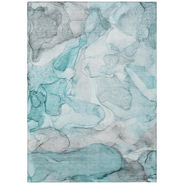 Gray and Ivory 10 ft. x 14 ft. Abstract Indoor / Outdoor Area Rug