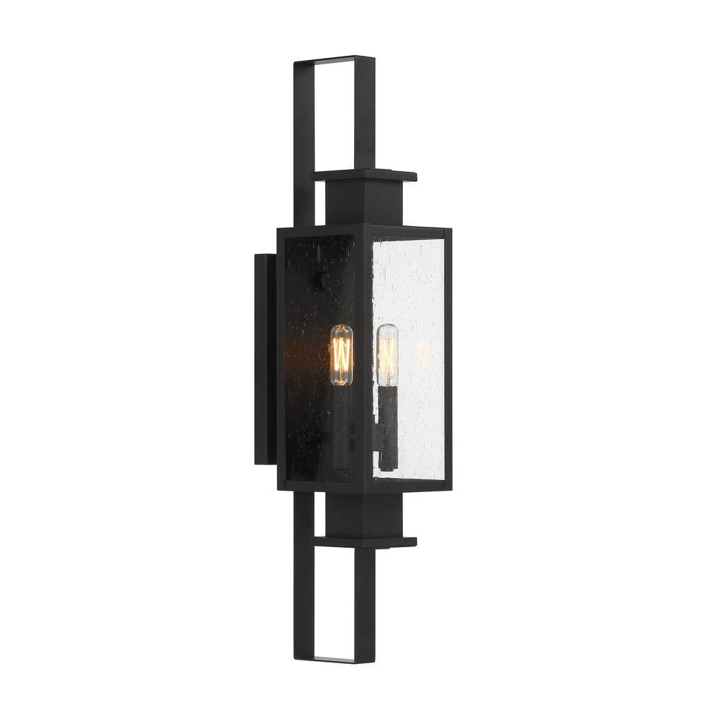Matte Black Dimmable Outdoor Lantern with Clear Seeded Glass