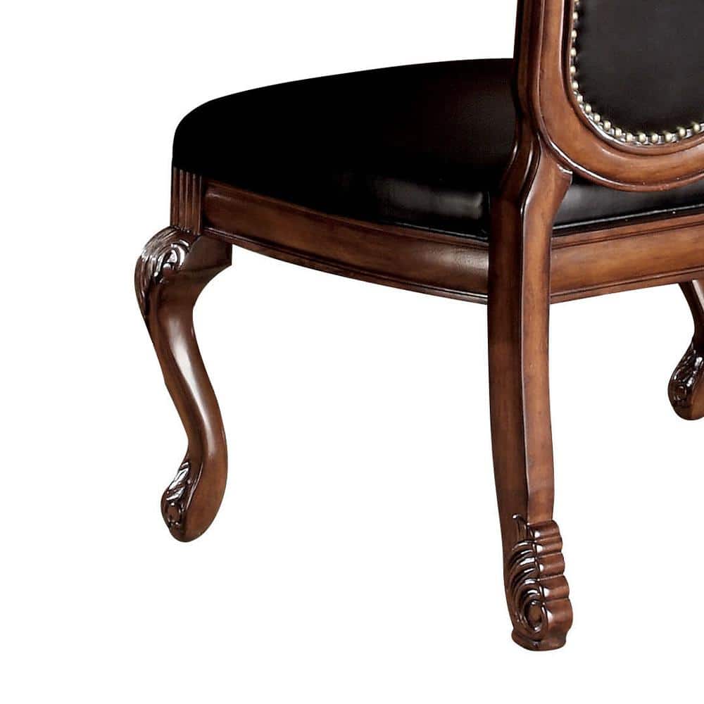 High Back Black Faux Leather Upholstered Side Chair