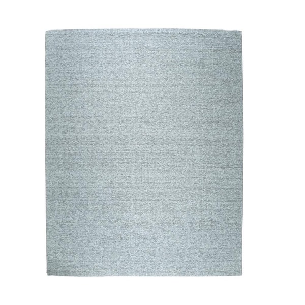 Silver Hand-Knotted Wool Contemporary Plush flatweave Loom Rug, 8 ft. x 10 ft.