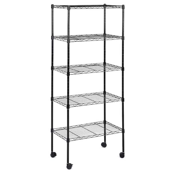 Otryad 5-Tier Storage Shelves, Kitchen Pantry with Adjustable, Heavy Duty Wire Metal Shelving Unit, Black