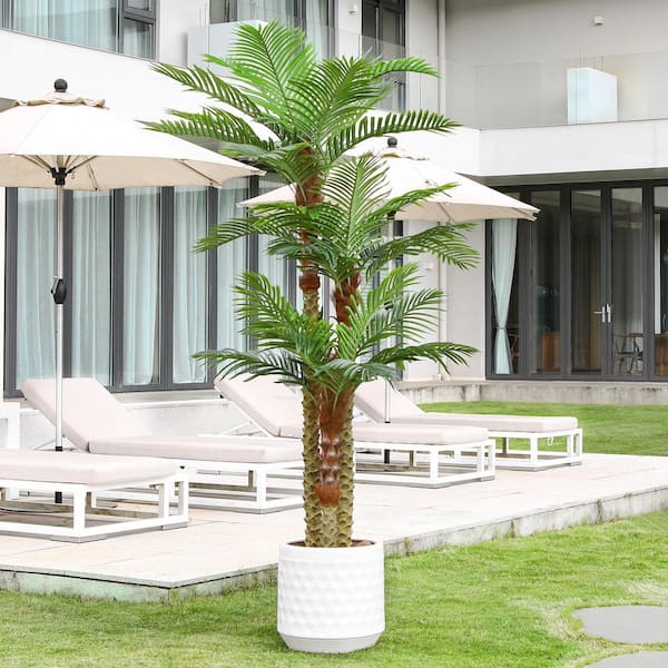 Artificial Palm Tree 6ft Tall Fake Palm Tree Indoor Decor With 18 Leaves And Real Bark Design Faux Tropical Areca Palm Silk Floor Plant In Pot For