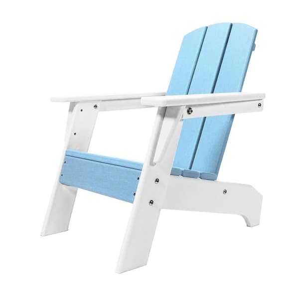 Resin TEAK All Weather Resistant Outdoor Patio Child-Size Adirondack Chair, Blue White