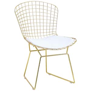 Georgia White Faux Leather Side Chairs with Gold Frame (Set of 2)