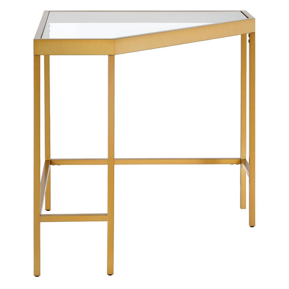 Alexis Minimalist Brass & Glass Corner Desk