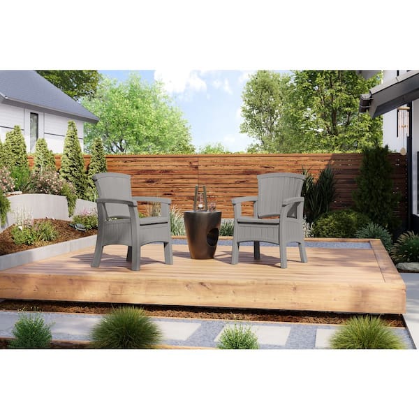 Elements Dove Gray with storage Resin Outdoor Dining Chair Set of 2