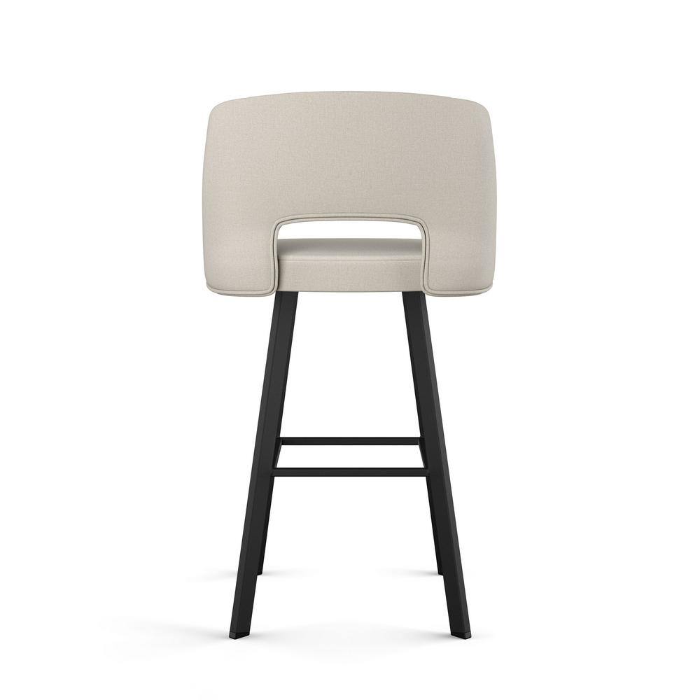 Grey-Beige Swivel Counter Stool with Black Metal Frame