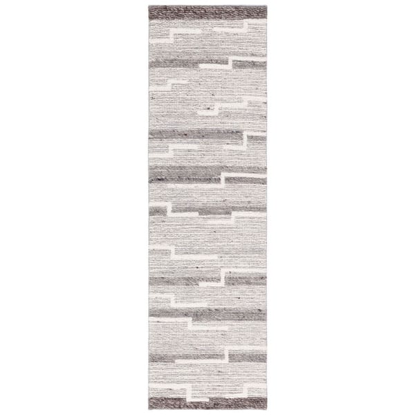 Casablanca 2 ft. x 8 ft. Ivory/Gray Geometric Striped Runner Rug