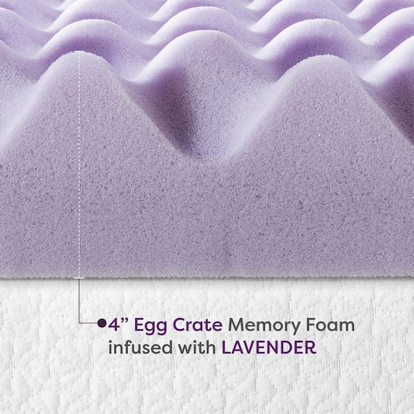 4 Inch Egg Crate Memory Foam Mattress Topper with Calming Aloe