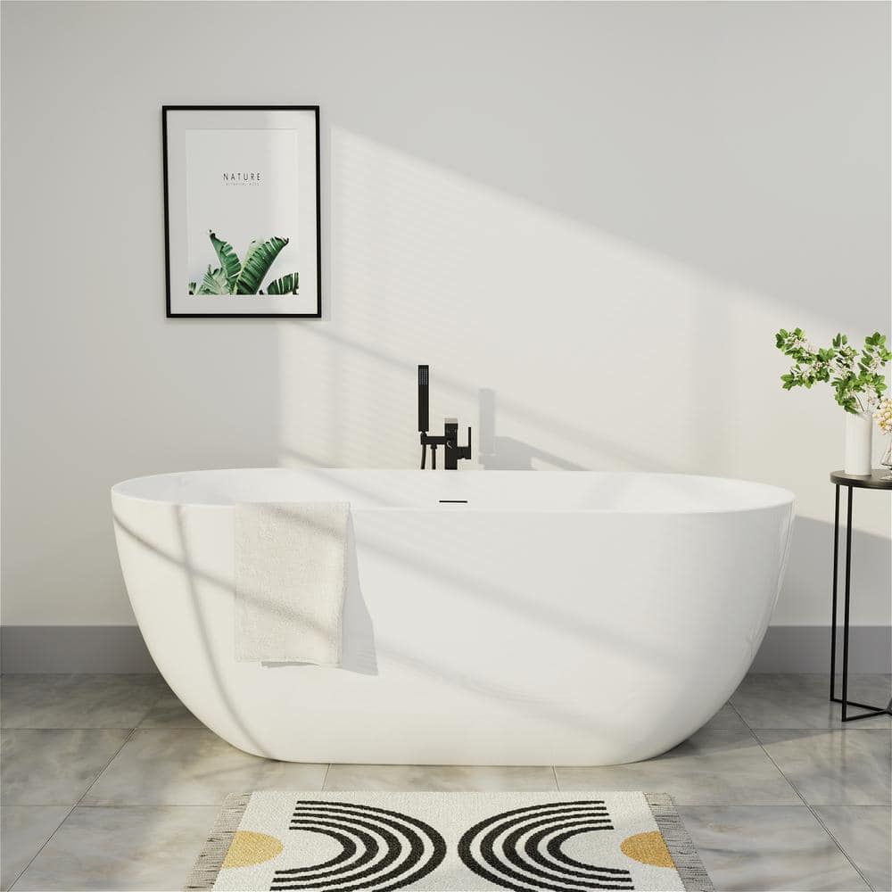 67 in. Acrylic Oval Freestanding Bathtub cUPC Certificated Soaking Tub with Polished Chrome Drain in Glossy White price history on PriceWatchPro
