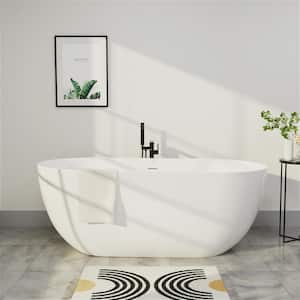 67 in. Acrylic Oval Freestanding Bathtub cUPC Certificated Soaking Tub with Polished Chrome Drain in Glossy White
