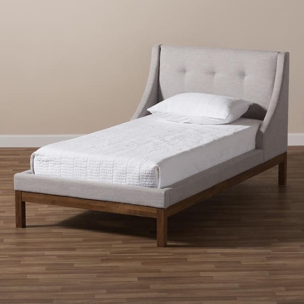 Baxton Studio Louvain Greyish Beige Twin Platform Bed 146-8152-HD