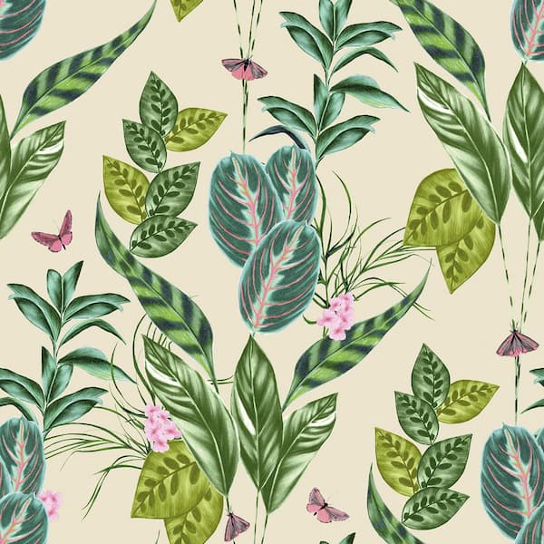OhPopsi Spirit Green Tropical Foliage Wallpaper Sample