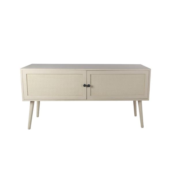 Benjara 48 in. White and Black Wood TV Stand Fits TVs up to 55 in. 2-Doors