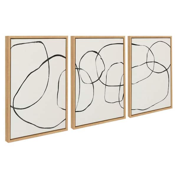 Kate and Laurel Sylvie Dancing Circles BW by Teju Reval of SnazzyHues 3 Piece Framed Art Print 18 in. x 24 in.