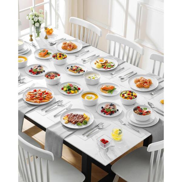 KHKFY 24-Piece Porcelain Dinnerware Set for 8, White, Chip