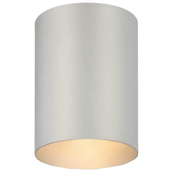 Volume Lighting 6 in. 1-Light Silver Gray Outdoor Aluminum Flush Mount Light Cylinder Ceiling Fixture