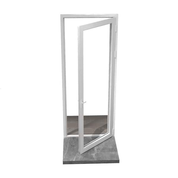 36 in. x 96 in. Mat White Left Swing/Outswing Aluminum Single Patio Door with Aluminum Frame and Lockset