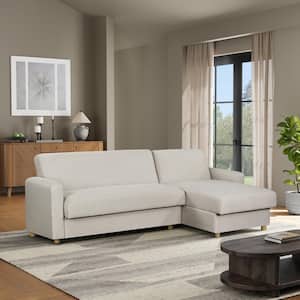 Colton 100 in. Polyester Sectional Sofa in. Stone with Storage