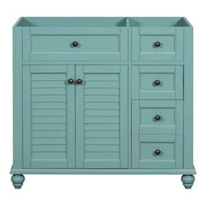 35.4 in. W x 17.9 in. D x 32.99 in. H Freestanding Bath Vanity Cabinet without Top in BlueGreen