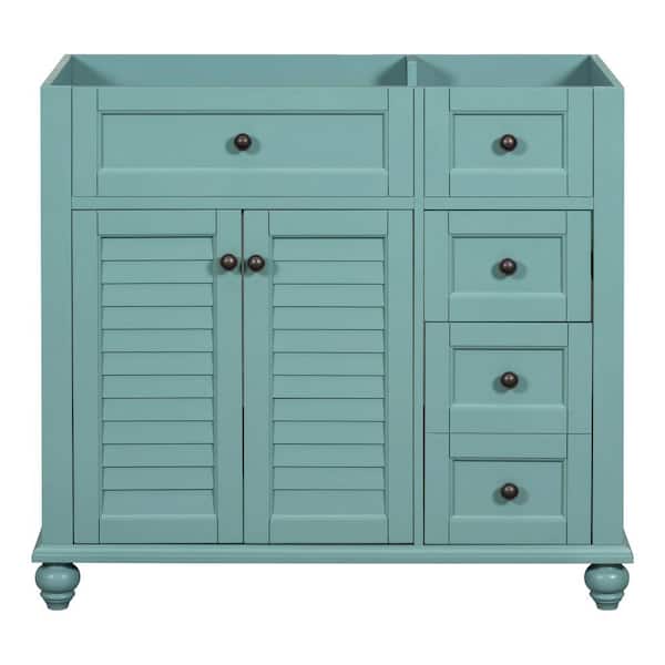 FUNKOL 35.4 in. W x 17.9 in. D x 32.99 in. H Freestanding Bath Vanity Cabinet without Top in BlueGreen