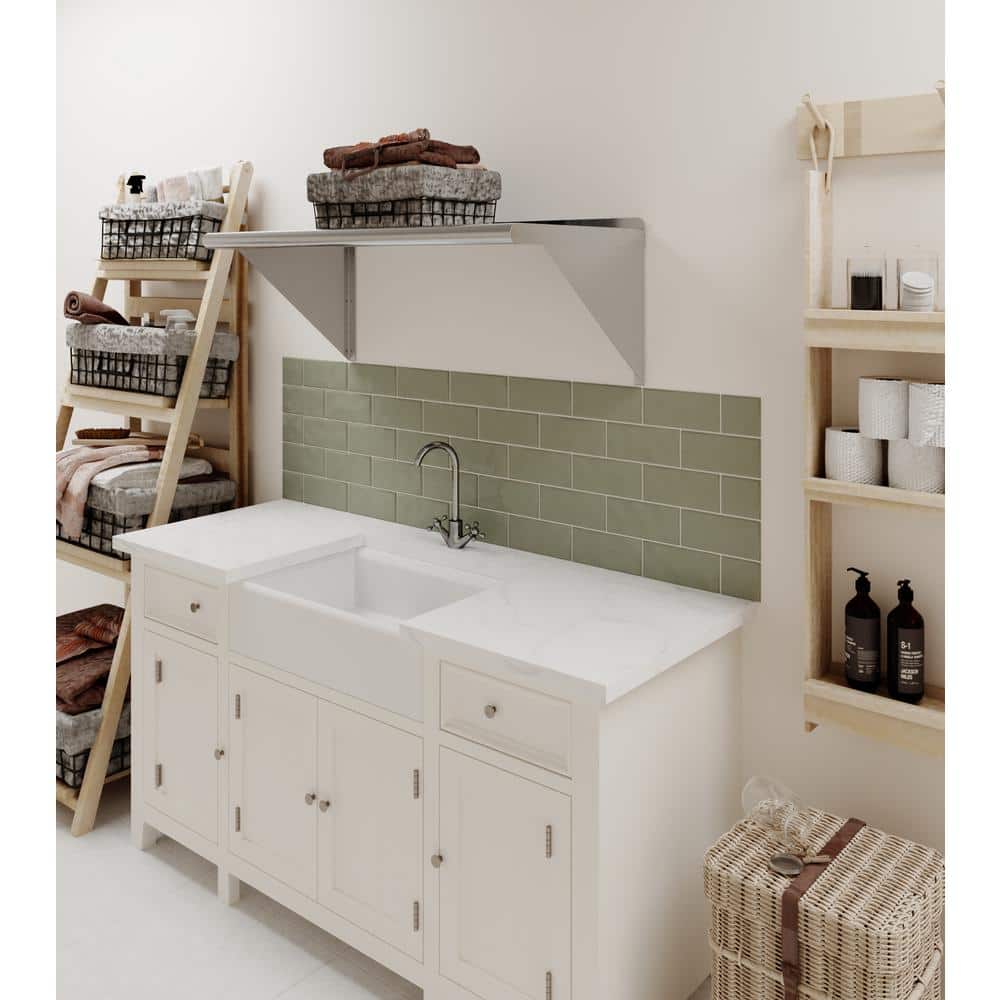 36" x 18" Stainless Steel Wall Mounted Shelf with Brackets