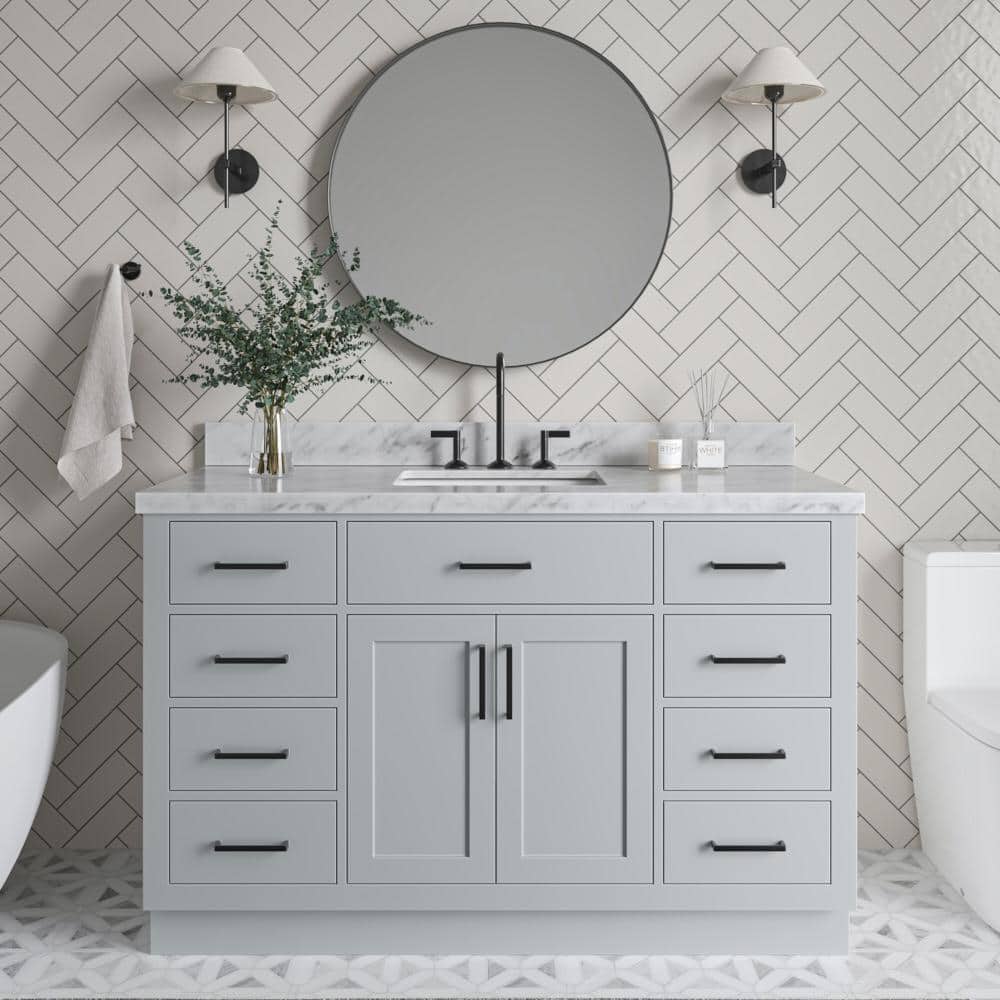 Hepburn 55" Gray Freestanding Single Basin Vanity Set