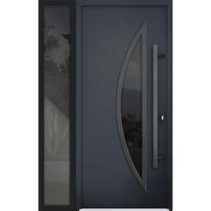 48 in. x 80 in. Left-hand/Inswing Tinted Glass Black Enamel Steel Prehung Front Door with Hardware