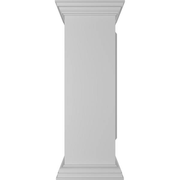 Ekena Millwork Corner 40 in. x 12 in. White Box Newel Post with Panel, Peaked Capital and Base Trim (Installation Kit Included)