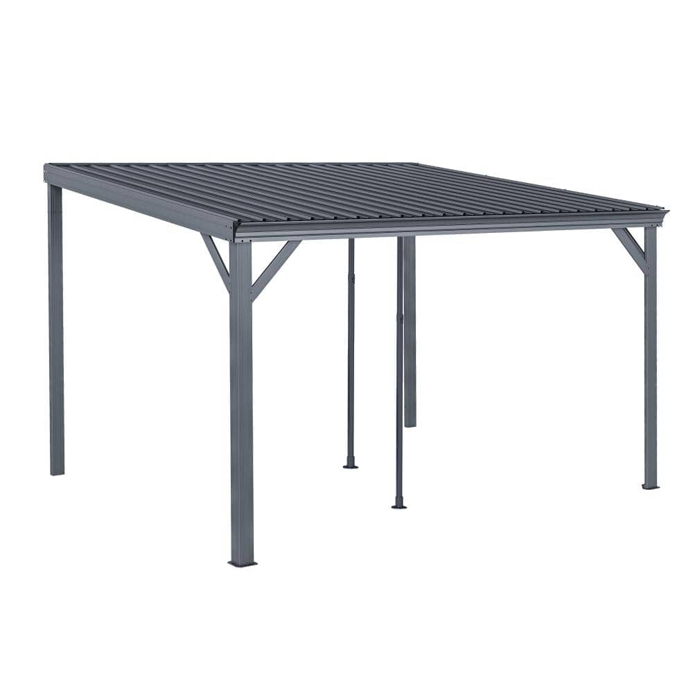 10 x 12 FT. Gray Lean to Gazebo with Upgraded Drainage System Galvanized Steel Sloping Roof for Patio price history on PriceWatchPro