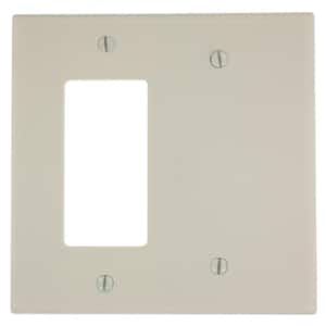 Almond 2-Gang 1-Toggle/1-Blank Wall Plate (1-Pack)