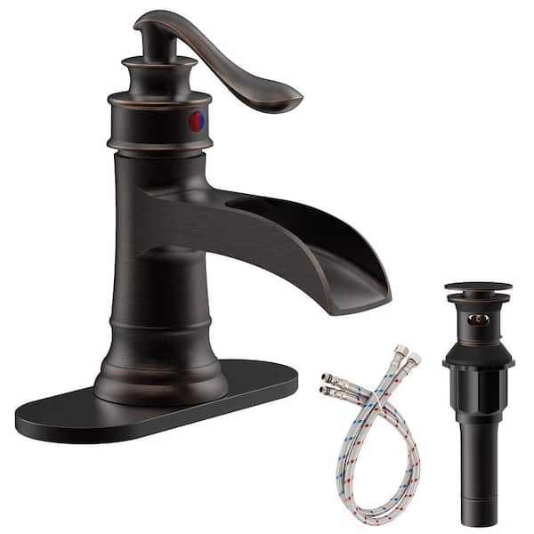 Single Handle Single Hole Bathroom Faucet with Drain Kit Included & Corrosion Resistant, Detachable in Oil Rubbed Bronze