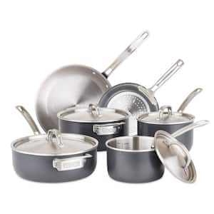 5-Ply Hard Anodized 10-piece Cookware Set with Stainless Steel Interior