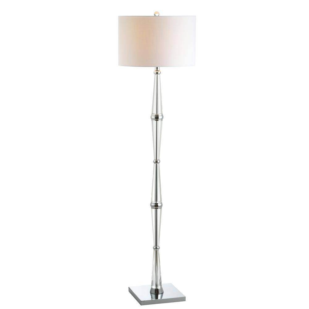 Francine 60" Crystal Chrome Floor Lamp with White Drum Shade
