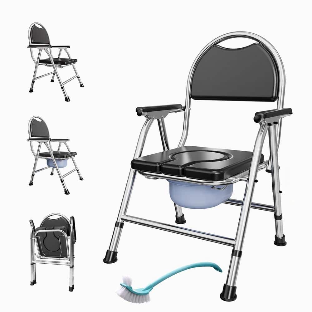 "Folding 25""x21"" Bedside Commode Toilet Seat with Arms and Back in Black" price history on PriceWatchPro