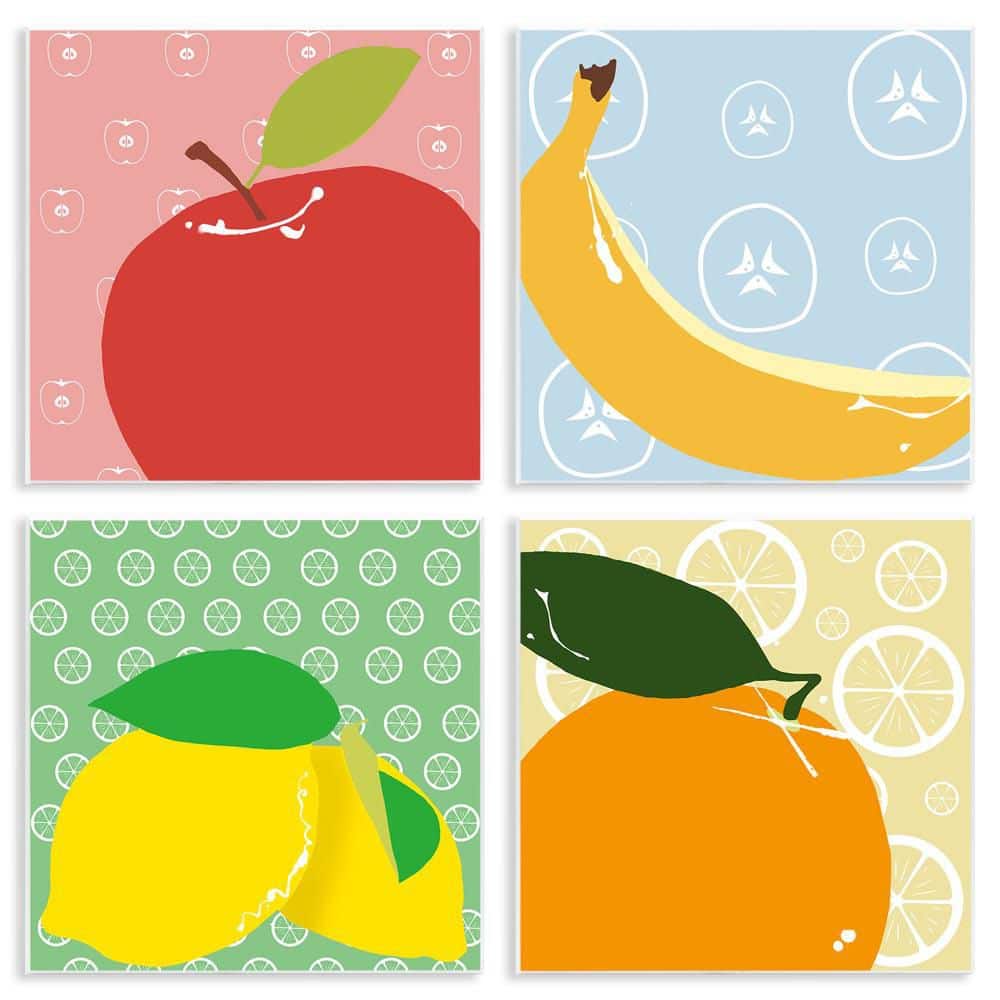 Bright Kitchen Fruits by Daniela Santiago 4 Pieces Unframed Food Graphic Art Print 12 in. x 12 in. price history on PriceWatchPro