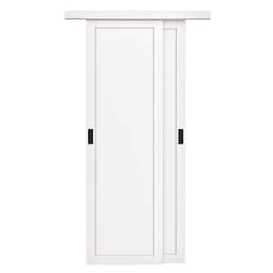 48 in. x 80 in. Paneled 1-Lite White Finished MDF Muti-Design Sliding Door with Hardware