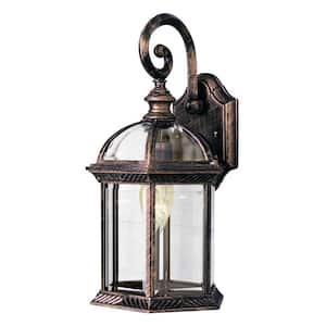 Wentworth 1-Light Small Black Copper Outdoor Wall Light Fixture with Clear Glass