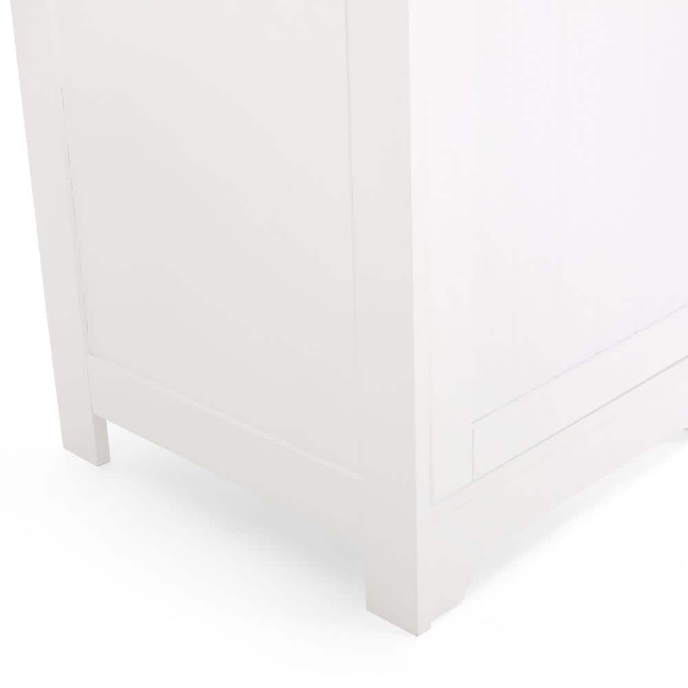 Matte White Modern Free Standing Linen Storage Cabinet