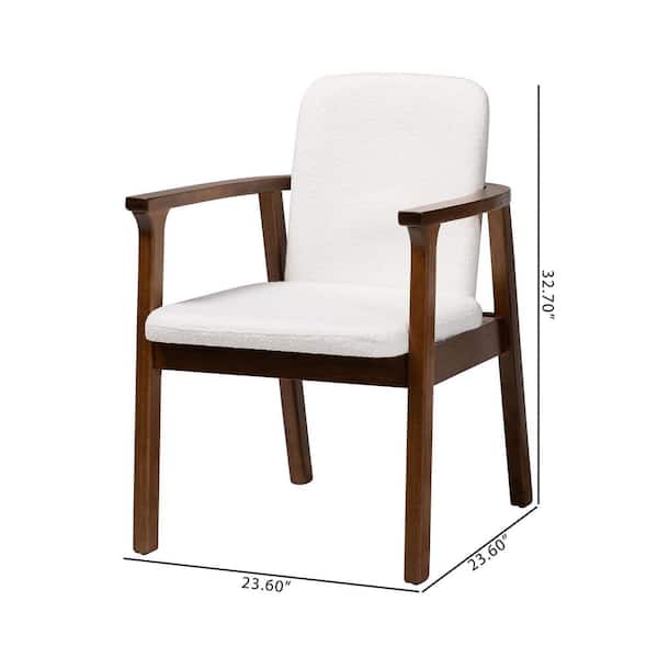 Baxton Studio Miyagi White Boucle and Walnut Brown Wood Dining