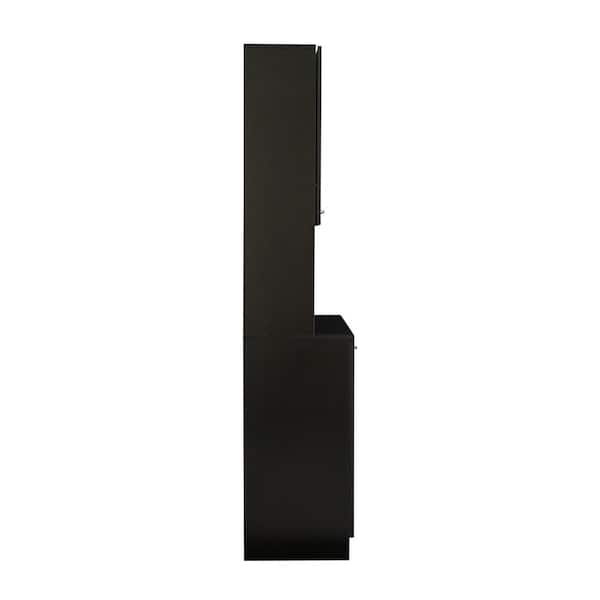 39 in. W x 15 in. D x 71 in. H in Black Wood Freestanding Floor Corner Kitchen Cabinet with 6-Doors, 1-Drawer