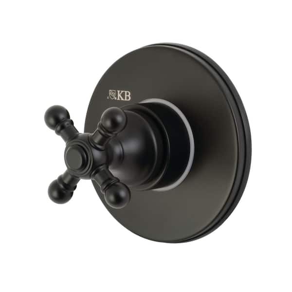 Single-Handle 1-Hole Wall Mount Three-Way Diverter Valve with Trim Kit in Matte Black