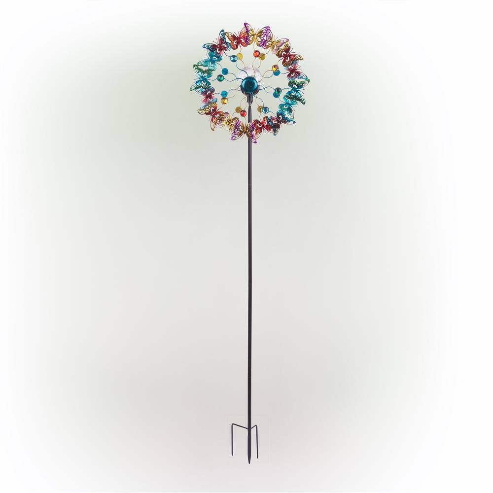Alpine Corporation 61 in.H Outdoor Solar Butterfly Metal Wind Spinner Lawn Stake with Color-Changing LED Light QLP1496SLR-CC - The Home Depot Alpine Corporation 61 in.H Outdoor Solar Butterfly Metal Wind Spinner Lawn Stake with Color-Changing LED Light QLP1496SLR-CC - The Home Depot